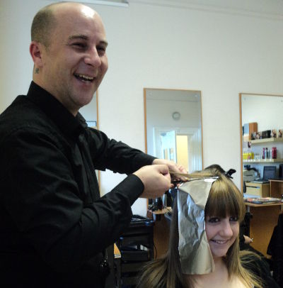 Robert Hairdressing in action