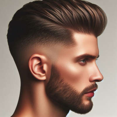 A pompadour long hair by men's haidresser